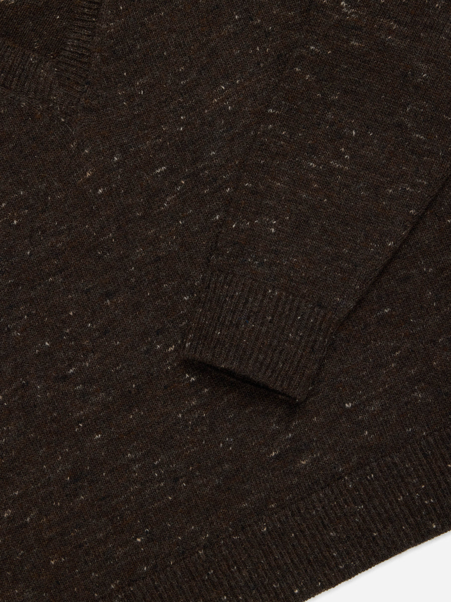 V-Neck Sweater ~ Umber Tweed