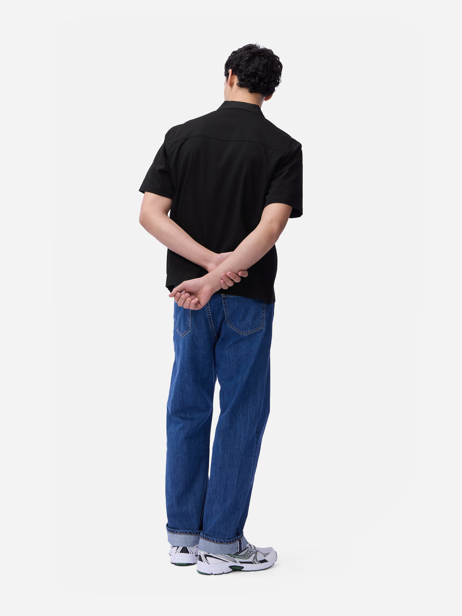 Short Sleeve Loop Shirt ~ Black Seersucker
